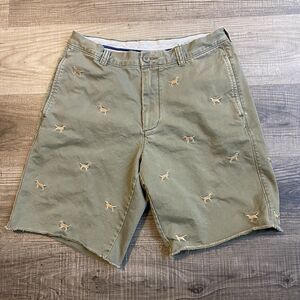 J. Crew Shorts Mens 32 Green Broken In Regular Fit Embroidered Dogs Retrievers